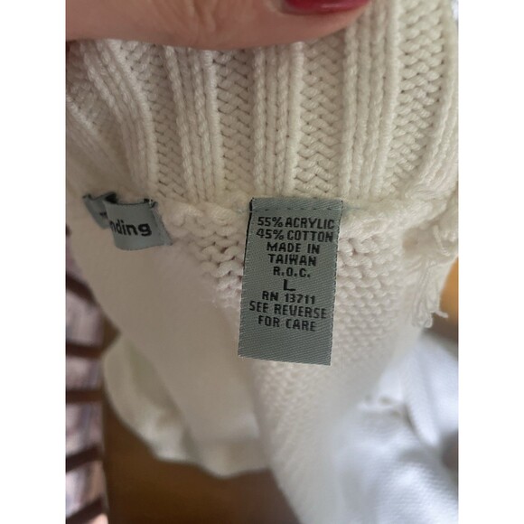 Marsh Landing Women's Mock Neck sleeveless vest Sweater White L coastal beach - Picture 8 of 9